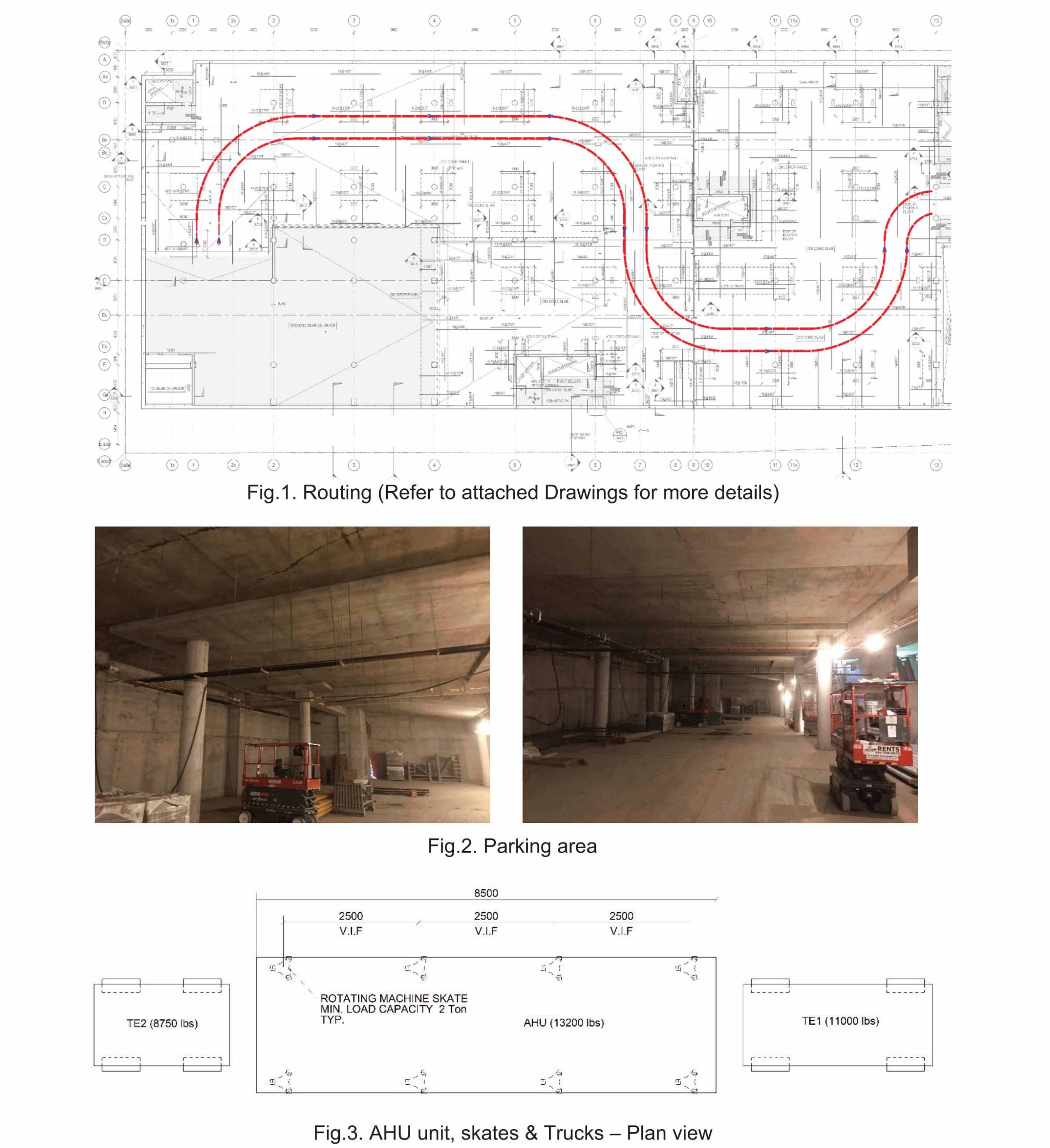 Structural engineering assessment of heavy equipment transportation route and existing concrete slab capacity.